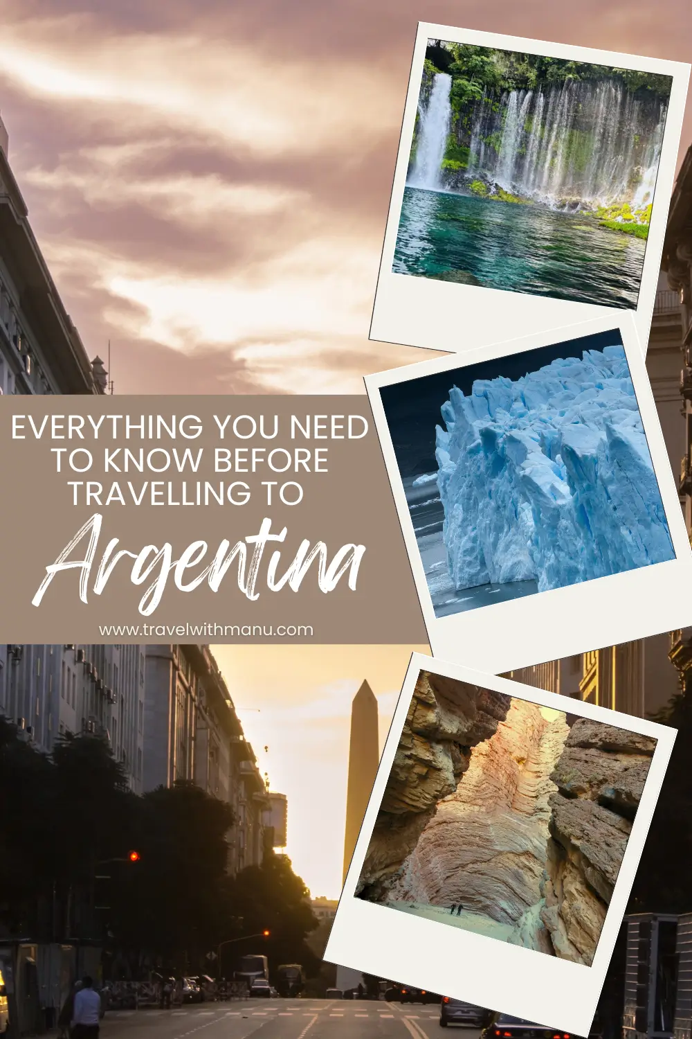Travel collage showing different landscapes across Argentina.