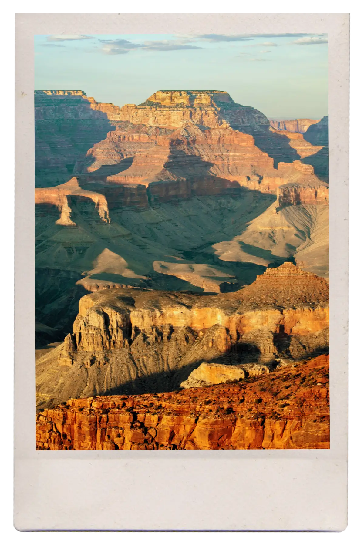 Layered rock formations of the Grand Canyon in Arizona.