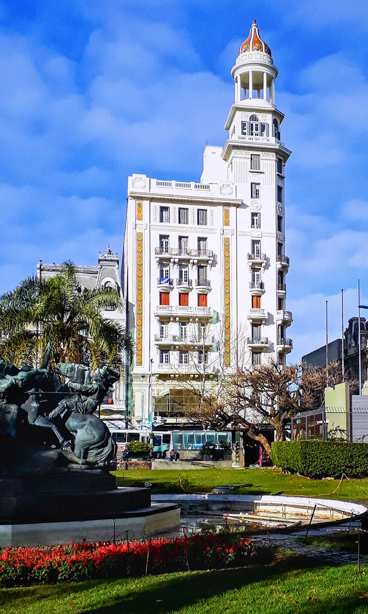Palacio Salvo historic tower building in Montevideo near Plaza Independencia.