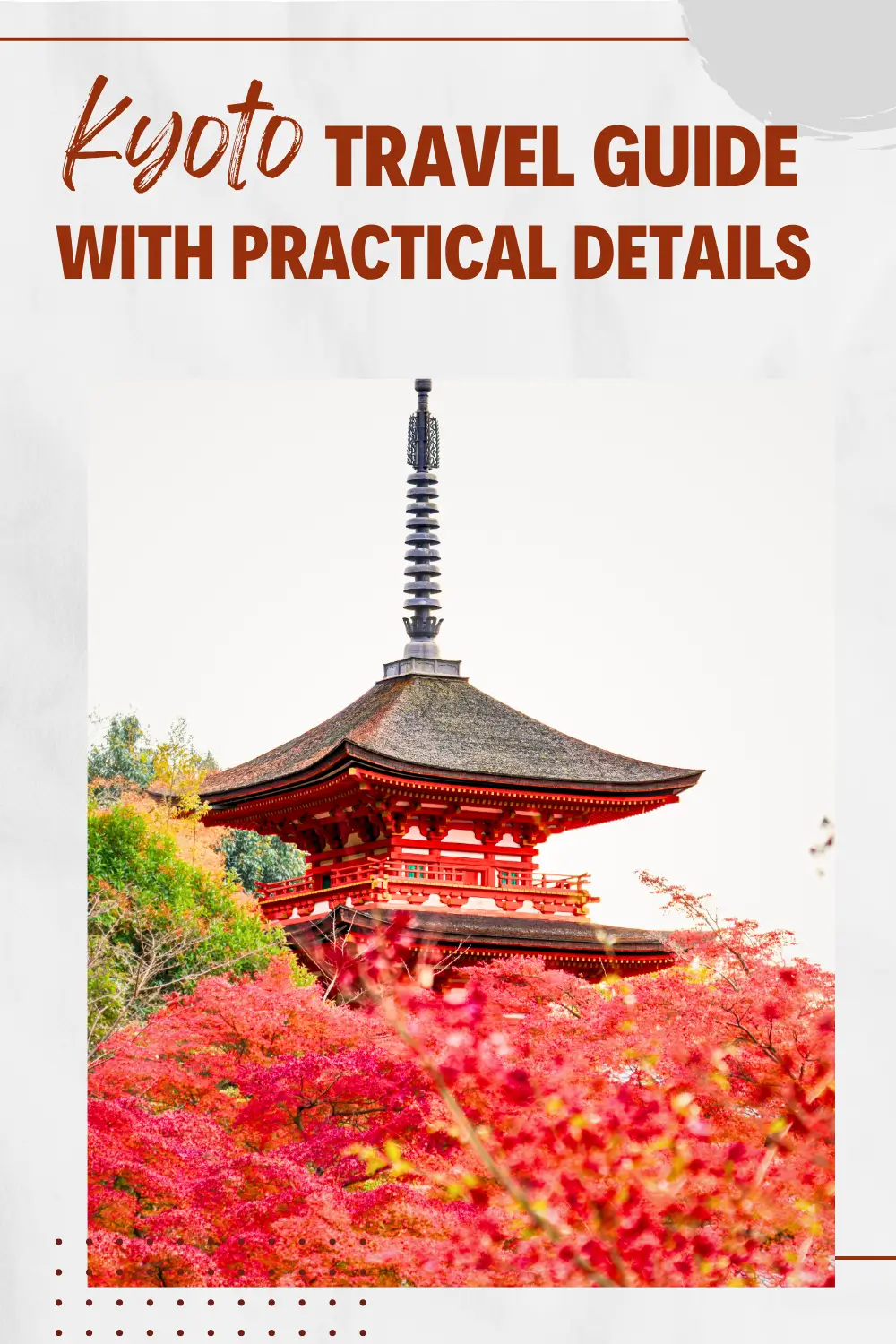 Kiyomizu-dera pagoda surrounded by autumn foliage in Kyoto.