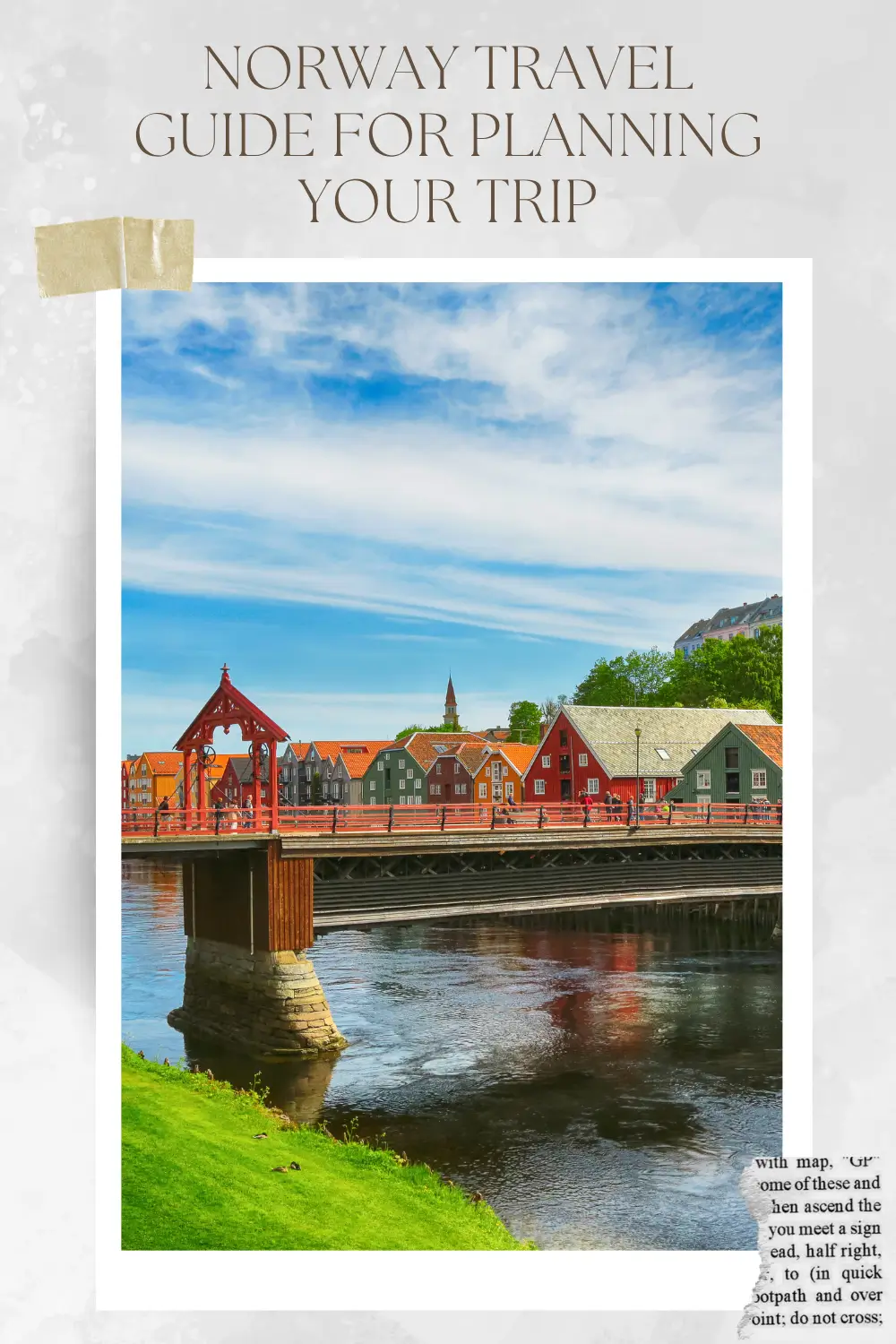 Colourful wooden houses and the Old Town Bridge in Trondheim, Norway.