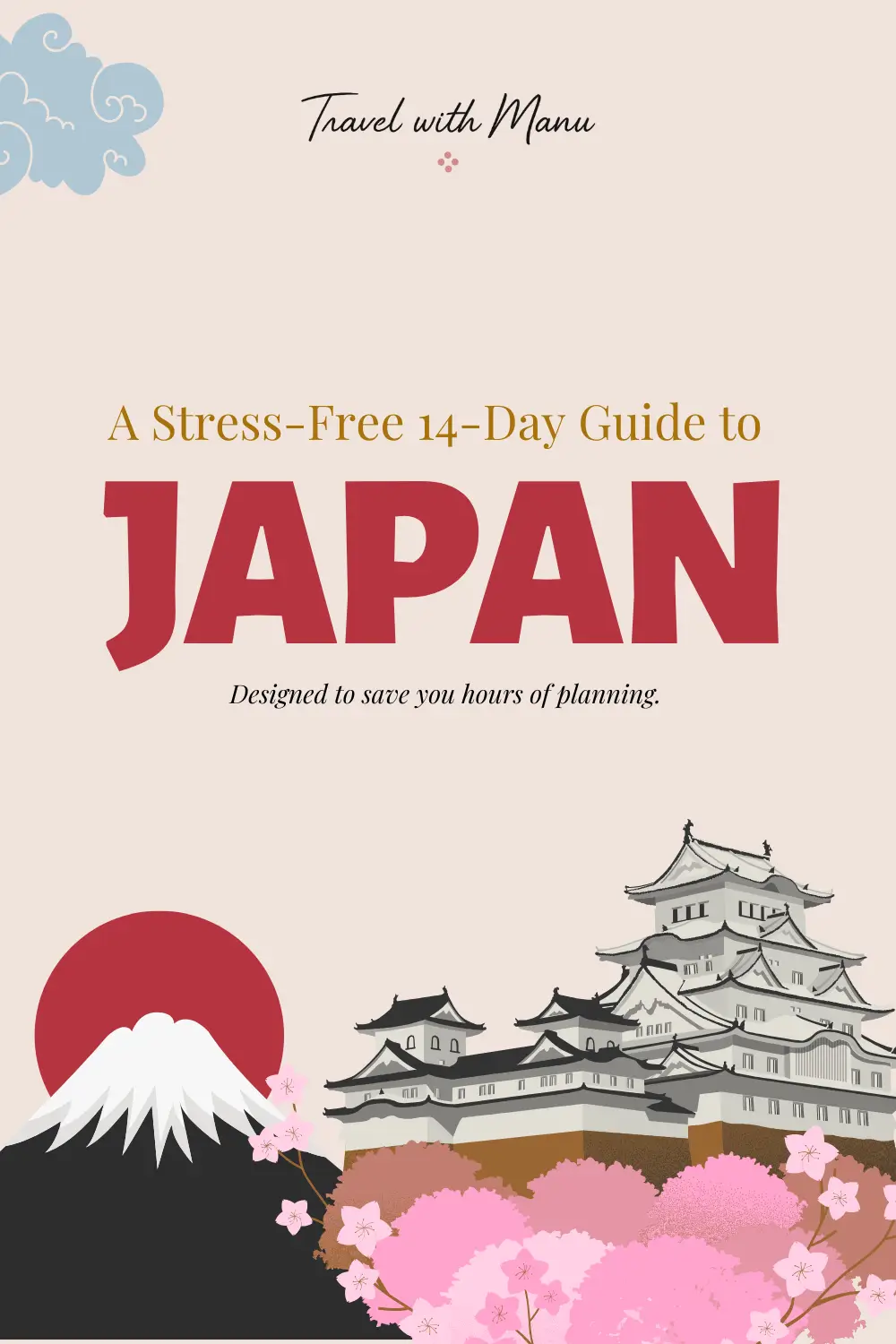 Cover of the 14-day Japan travel guide by Travel with Manu