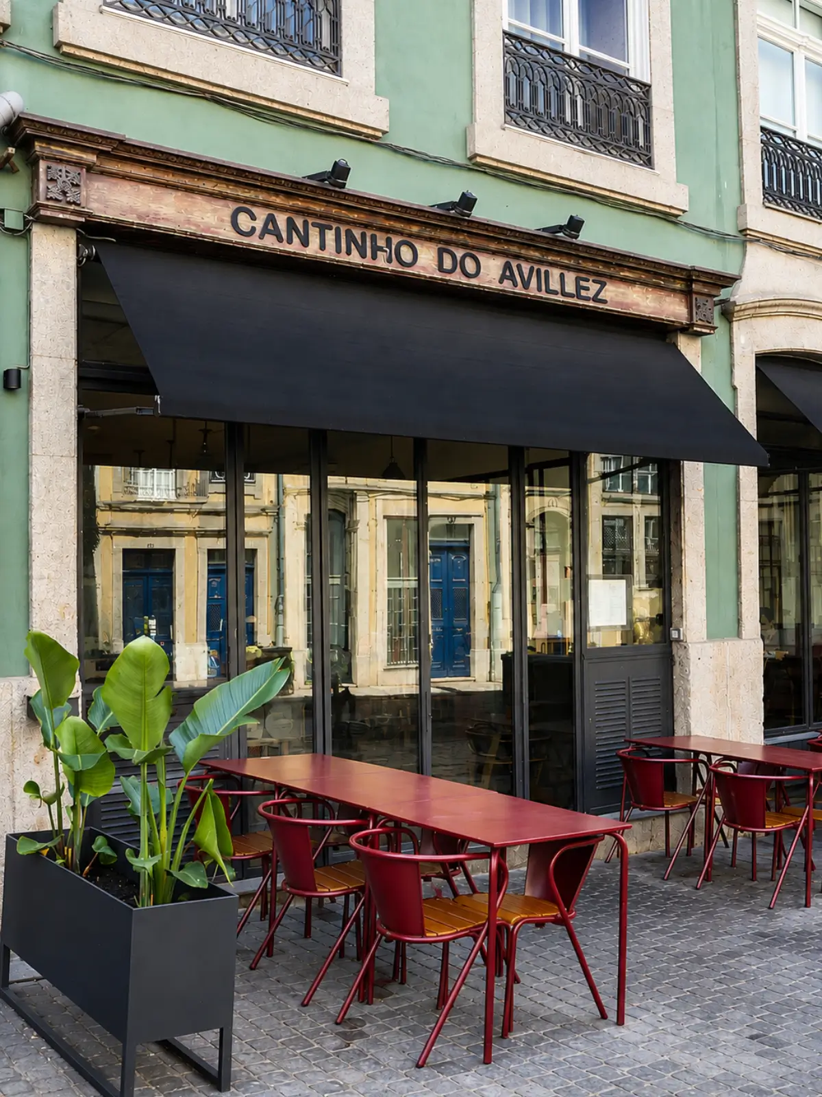 Cantinho do Avillez restaurant exterior with outdoor seating in Porto.
