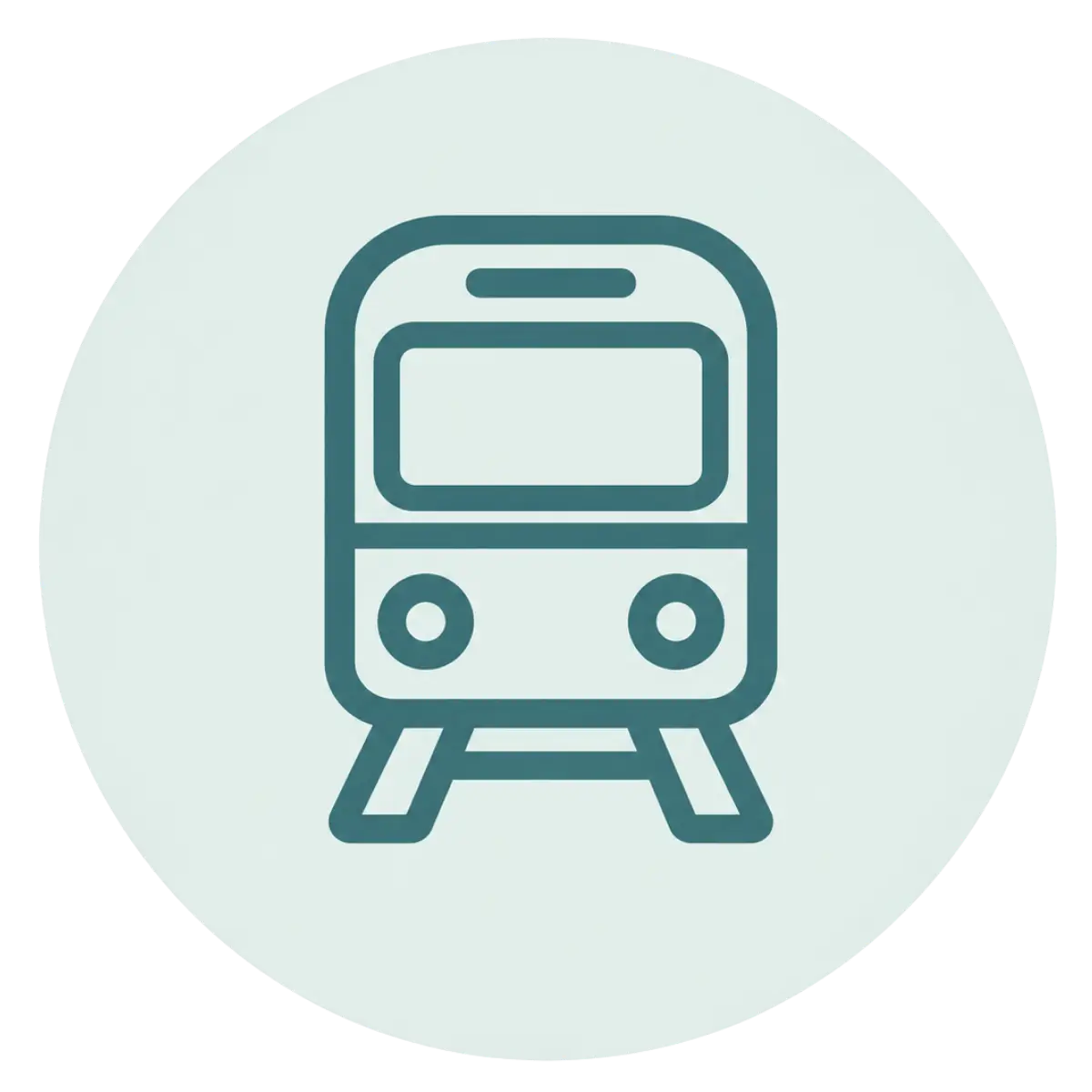 Train icon for getting around.