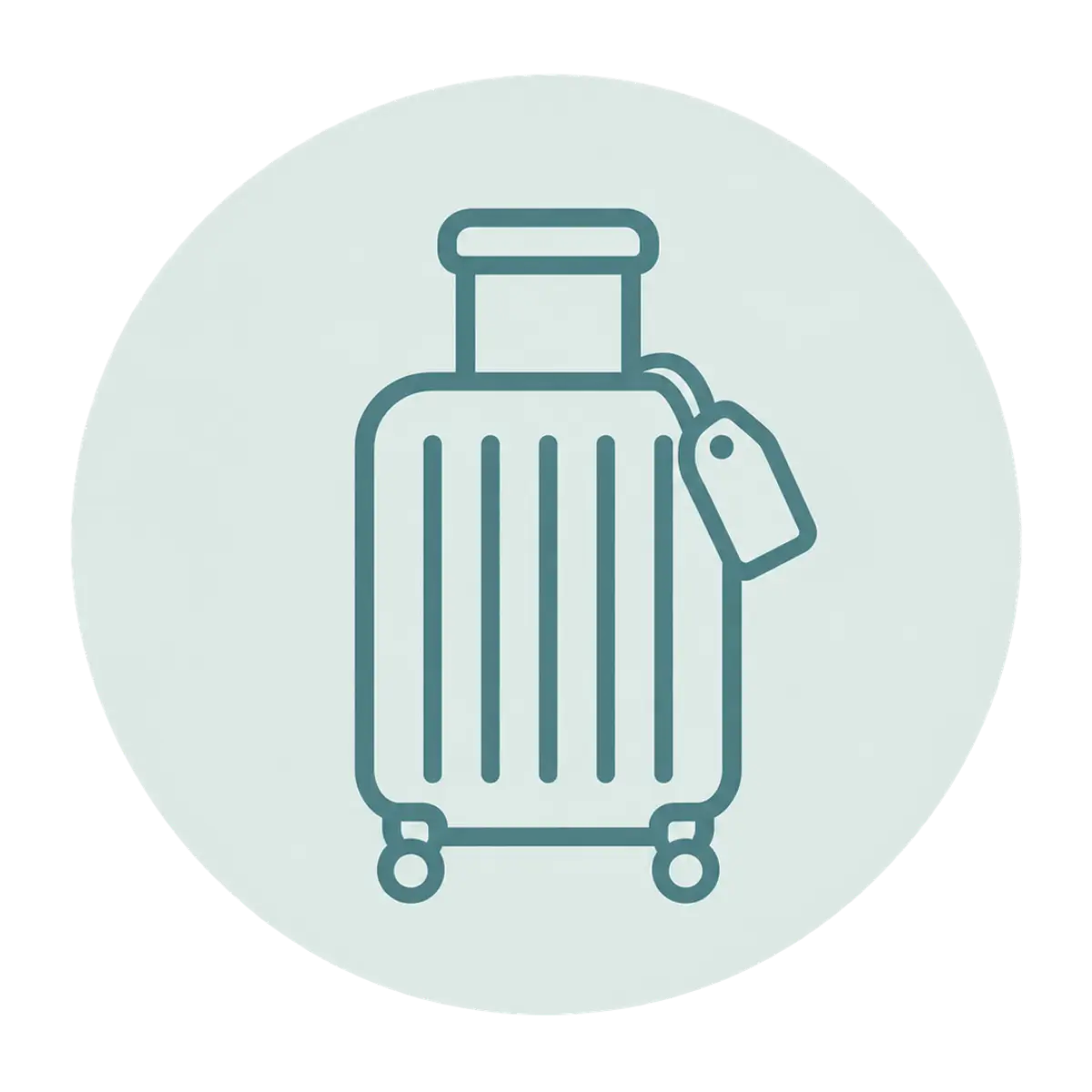 Suitcase with luggage tag icon for packing lists.