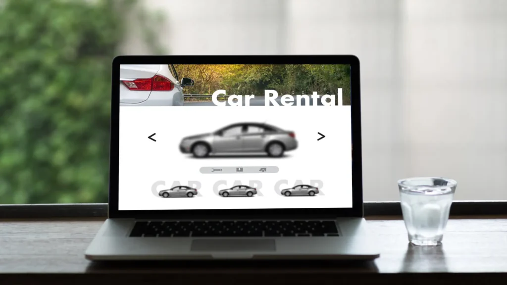 Booking a rental car online.